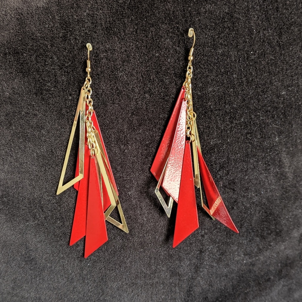 LUX Red and Gold Dangle Earrings
